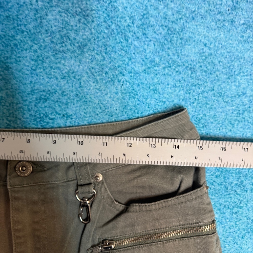 VTG Boom Boom Denim Womens Mini Skirt Olive Size M Y2K Style Zipper Pockets - Picture 4 of 12